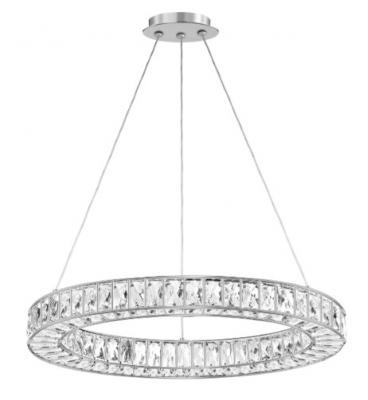 AGIOS ROUND CRYSTAL PENDANT. CHROME FRAME